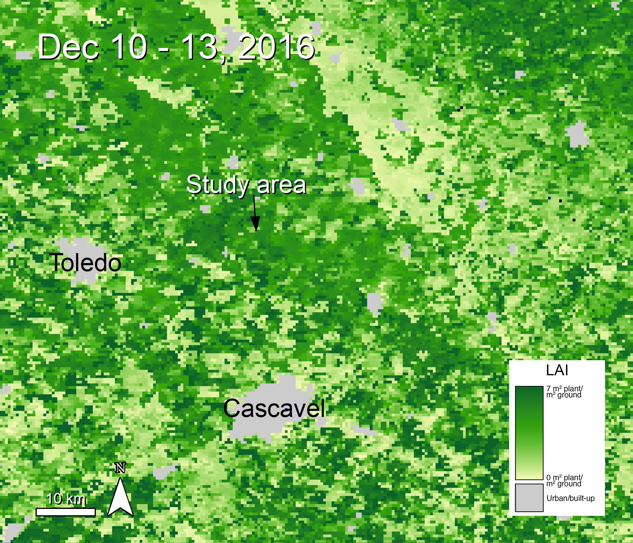 Leaf Area Index data bear Toledo, Brazil.