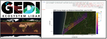 Collection of GEDI images used as a banner to promote the GEDI NASA Earthdata Webinar.