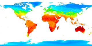 Global daytime land surface temperature (LST) from the LEOLSTCMG30 product during the month of December, 2020.
