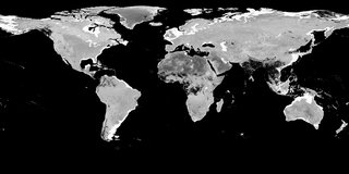Combined MODIS BRDF Albedo black sky albedo band 5 data from the MCD43D46 product across the globe, August 10, 2020.