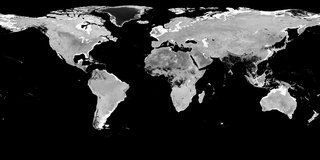 Combined MODIS BRDF Albedo white sky albedo band 2 data from the MCD43D53 product across the globe, August 10, 2020.