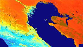 Terra MODIS evapotranspiration (ET) data from the MOD16A3GF product over the Caspian Sea, 2020.