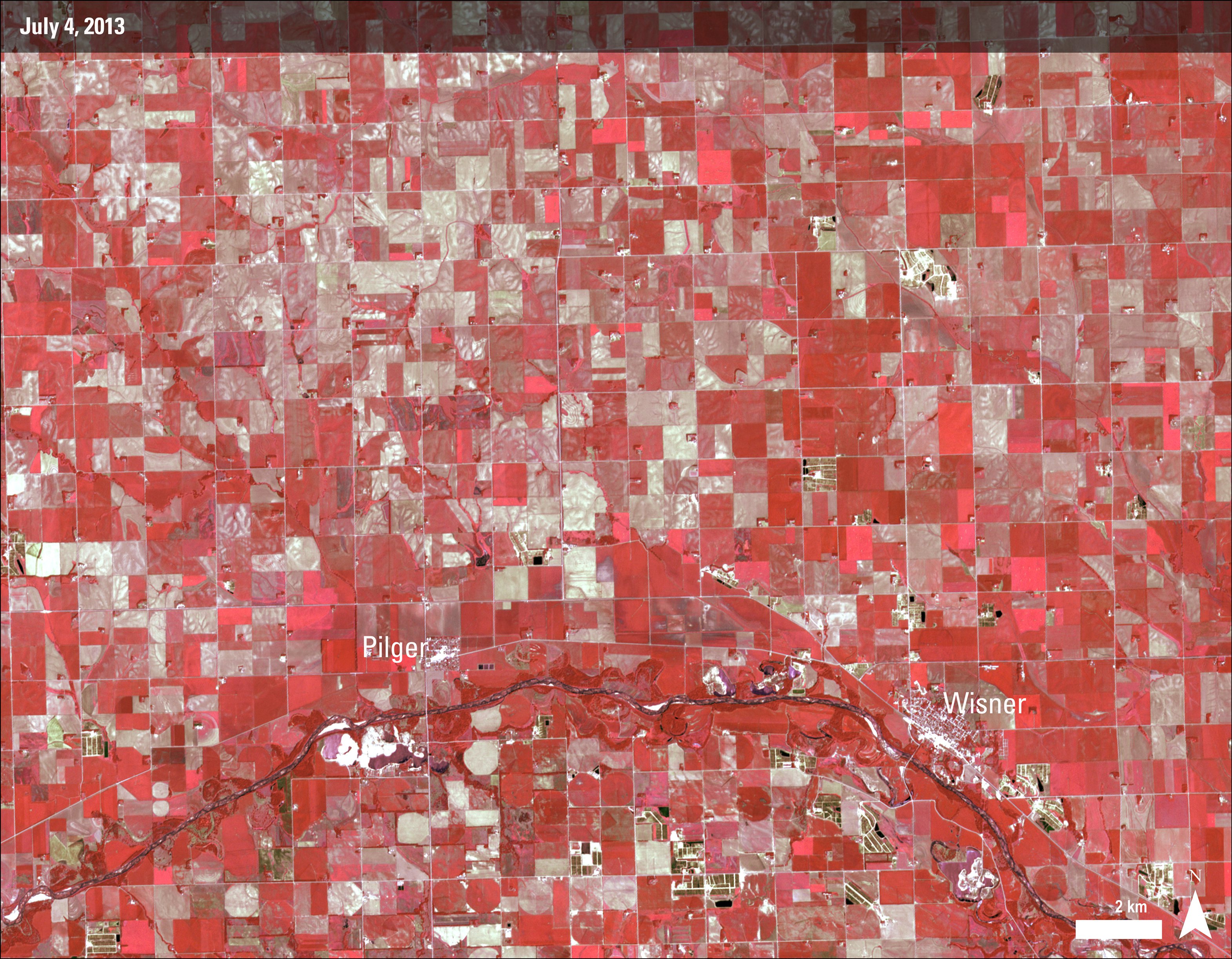 AST_L1B image of Northeastern Nebraska acquired on July 4, 2013.