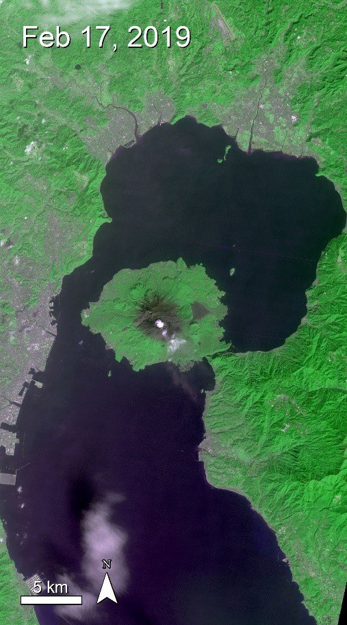 Terra ASTER imagery of the Sakurajima volcano, Kyushu, Japan.