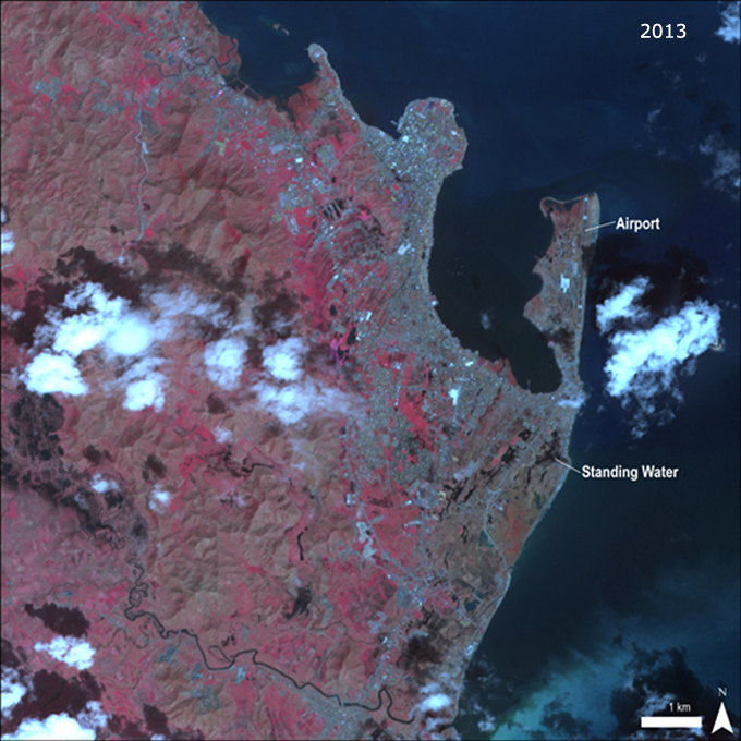 ASTER AST_L1B image, acquired over Tacloban, Philippines in 2013, after Typhoon Haiyan.