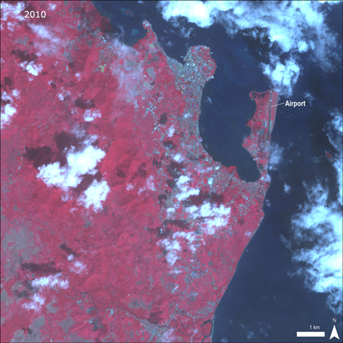ASTER AST_L1B image, acquired over Tacloban, Philippines in 2010, before before Typhoon Haiyan.