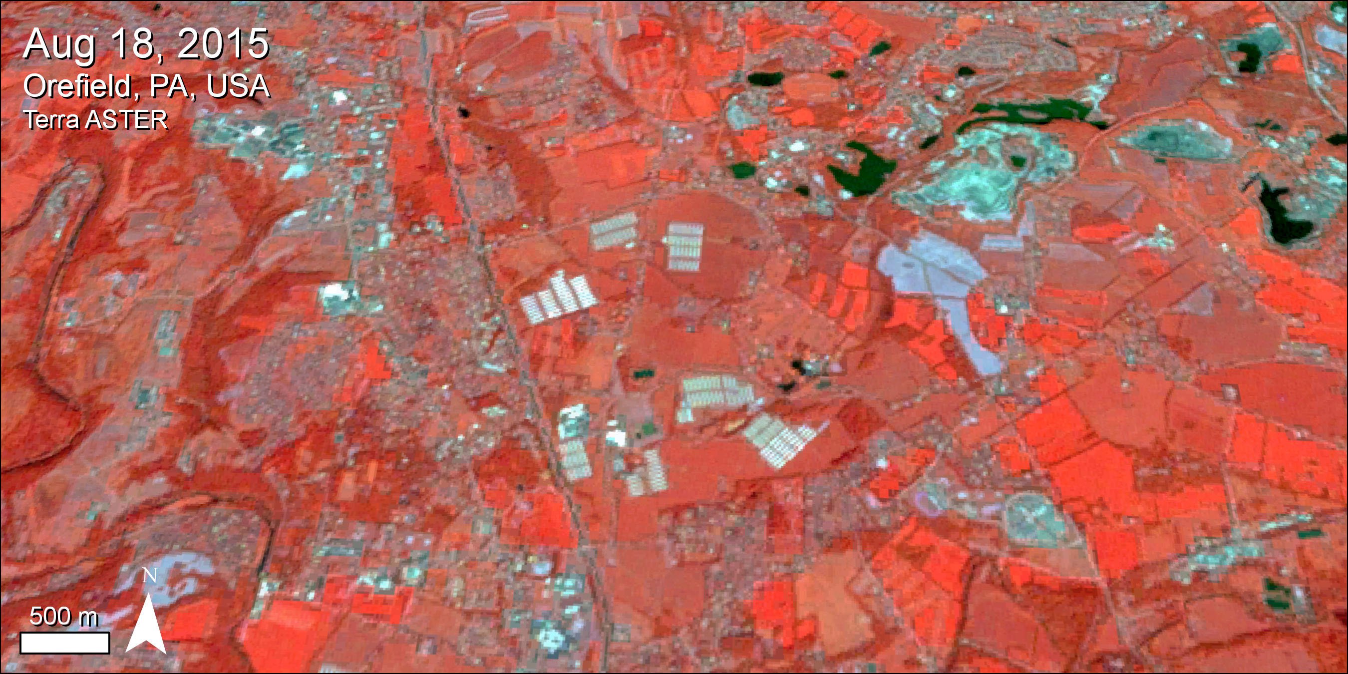 Terra ASTER imagery of a large Turkey Farm.
