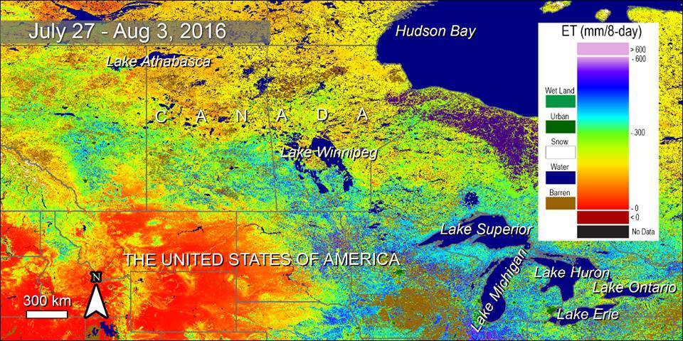 Evapotranspiration over United States and Canada.