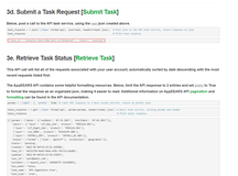 This image shows python code explaining how to submit a request via the AppEEARS API.