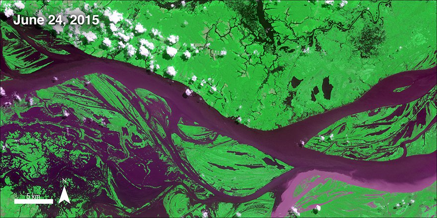 Terra ASTER imagery over the Amazon River in Brazil.