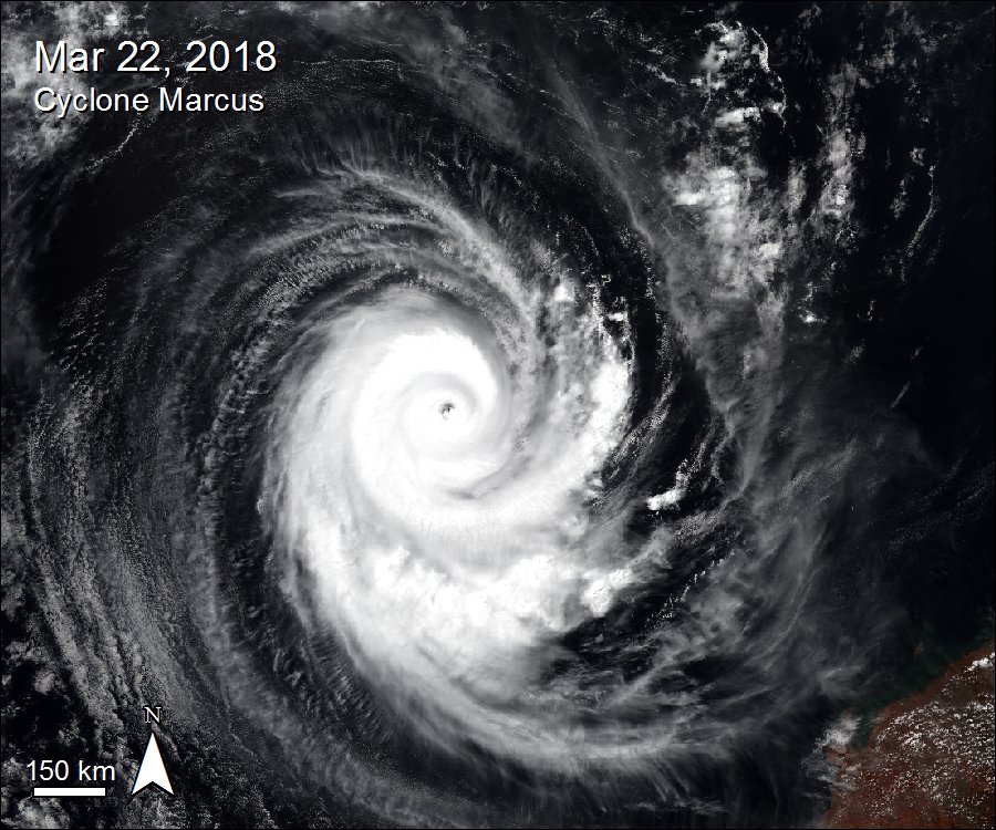 VIIRS data over Cyclone Marcus.