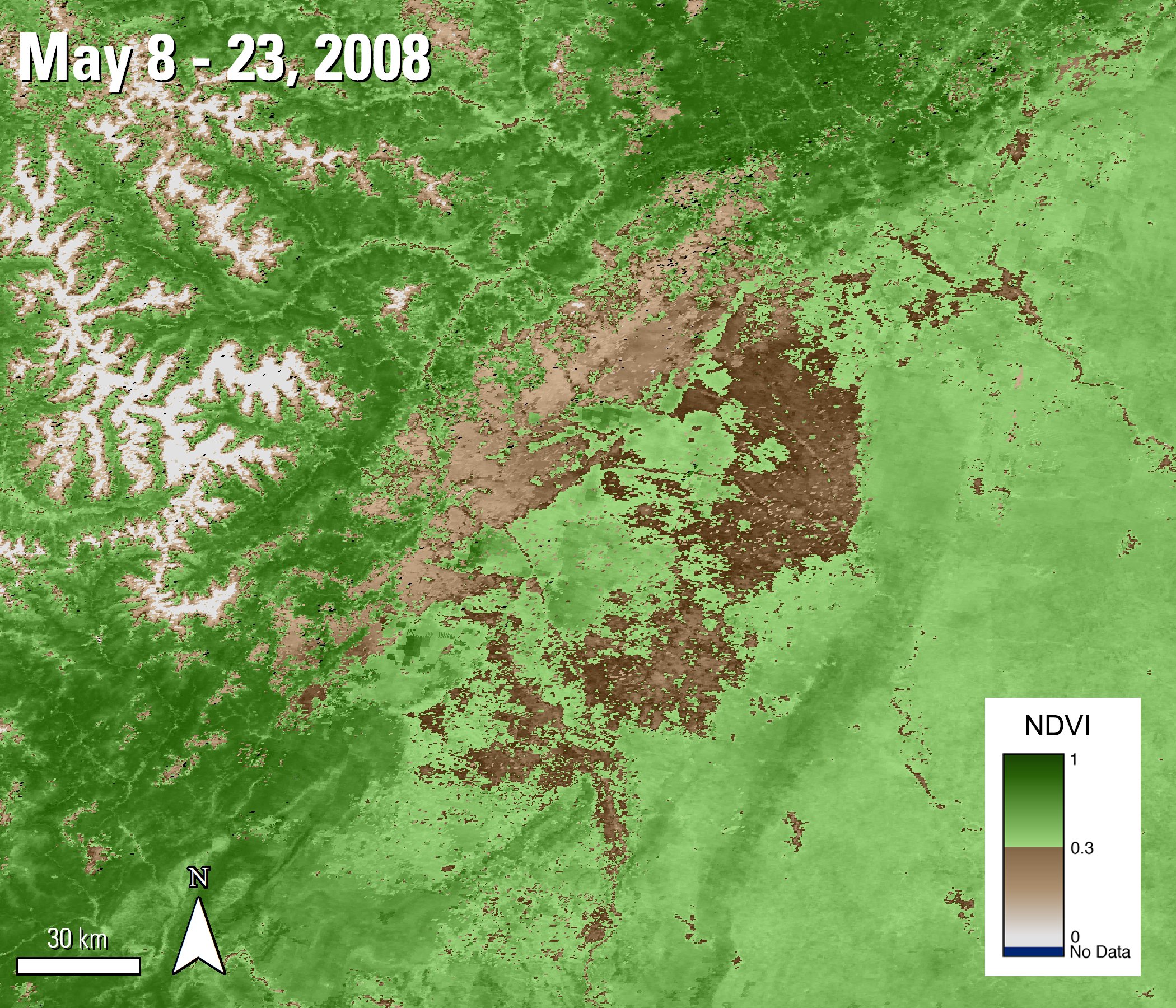 Terra MODIS NDVI data over Yunus' study area.