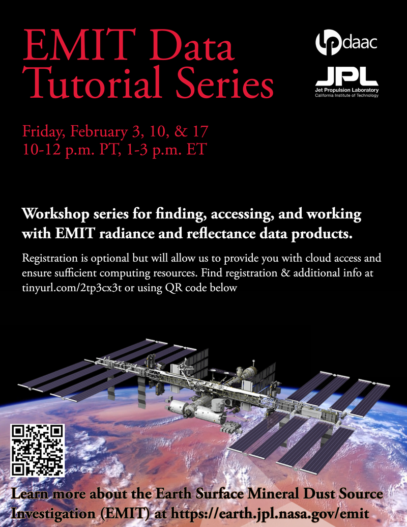 Promotional Flyer for the 2023 EMIT Data Tutorial Series