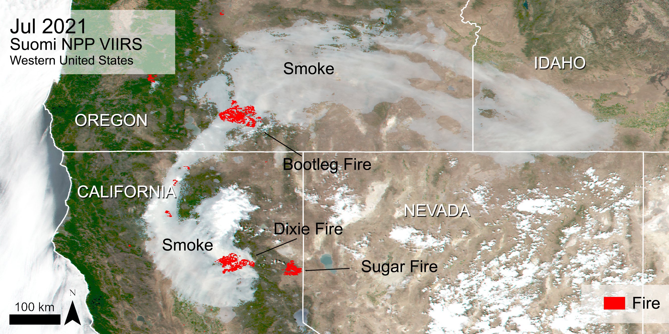 Wildfires across the western us.