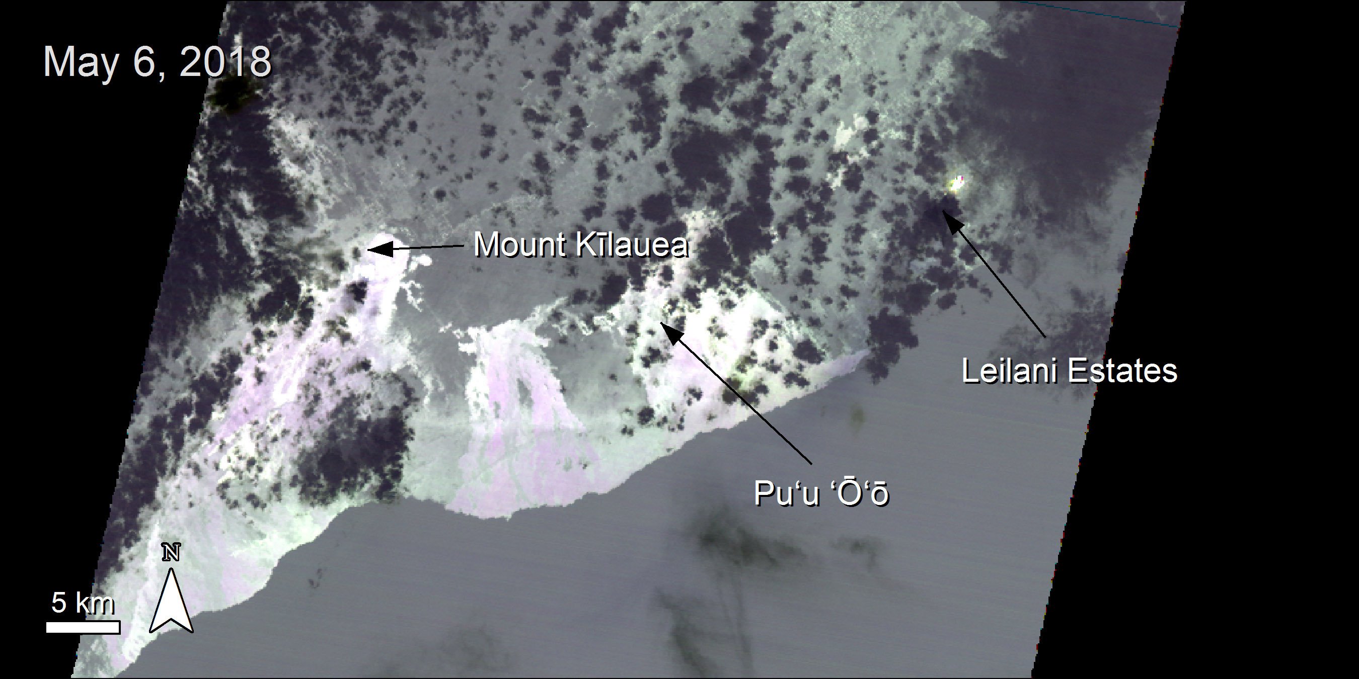 Terra ASTER thermal data over Mount Kilauea.