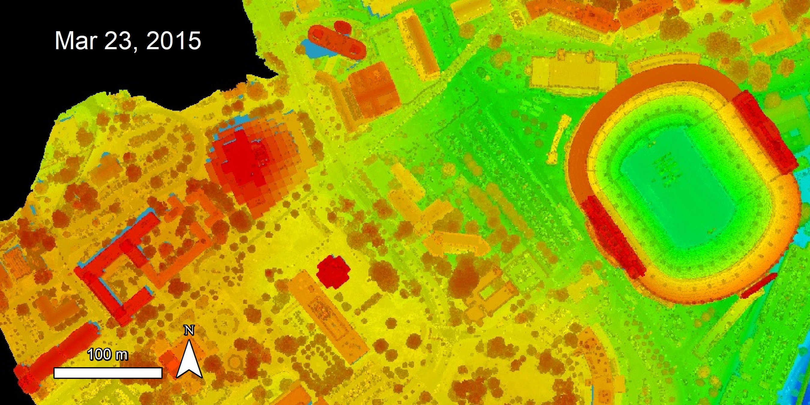 G-LiHT Point Cloud data over the University of Tennessee's campus.