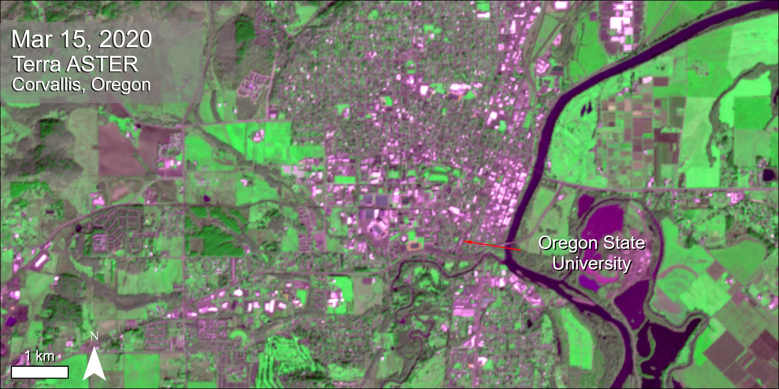 Terra ASTER imagery over Corvallis, Oregon.
