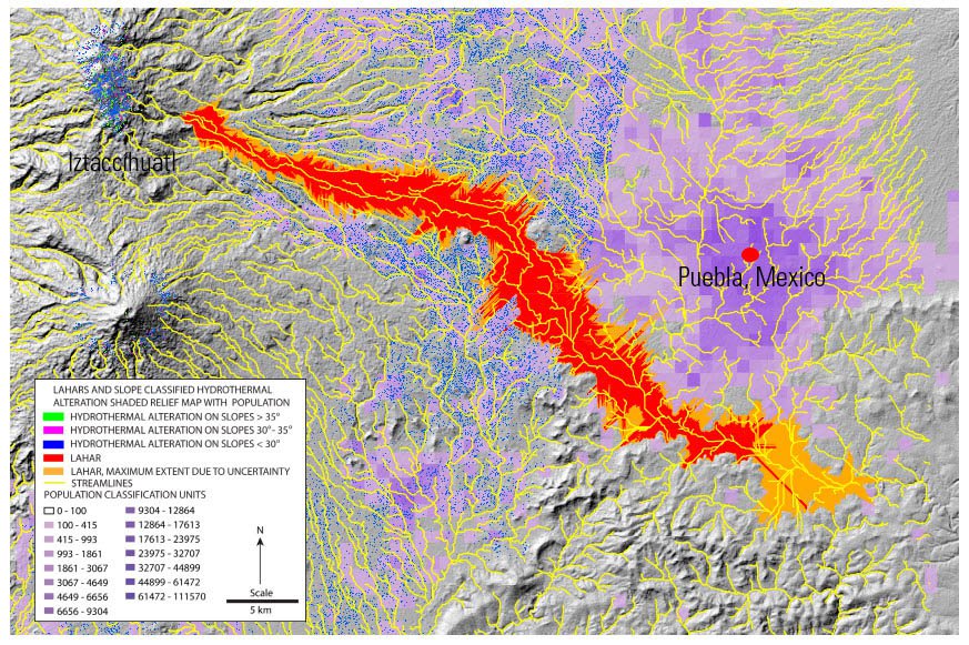 Lahar Inundation map Mexico created by Mars and others 2015.